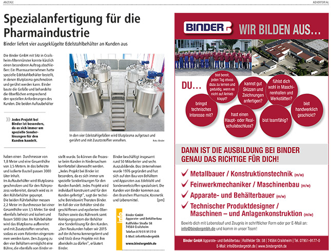 Spezialanfertigung für die Pharmaindustrie