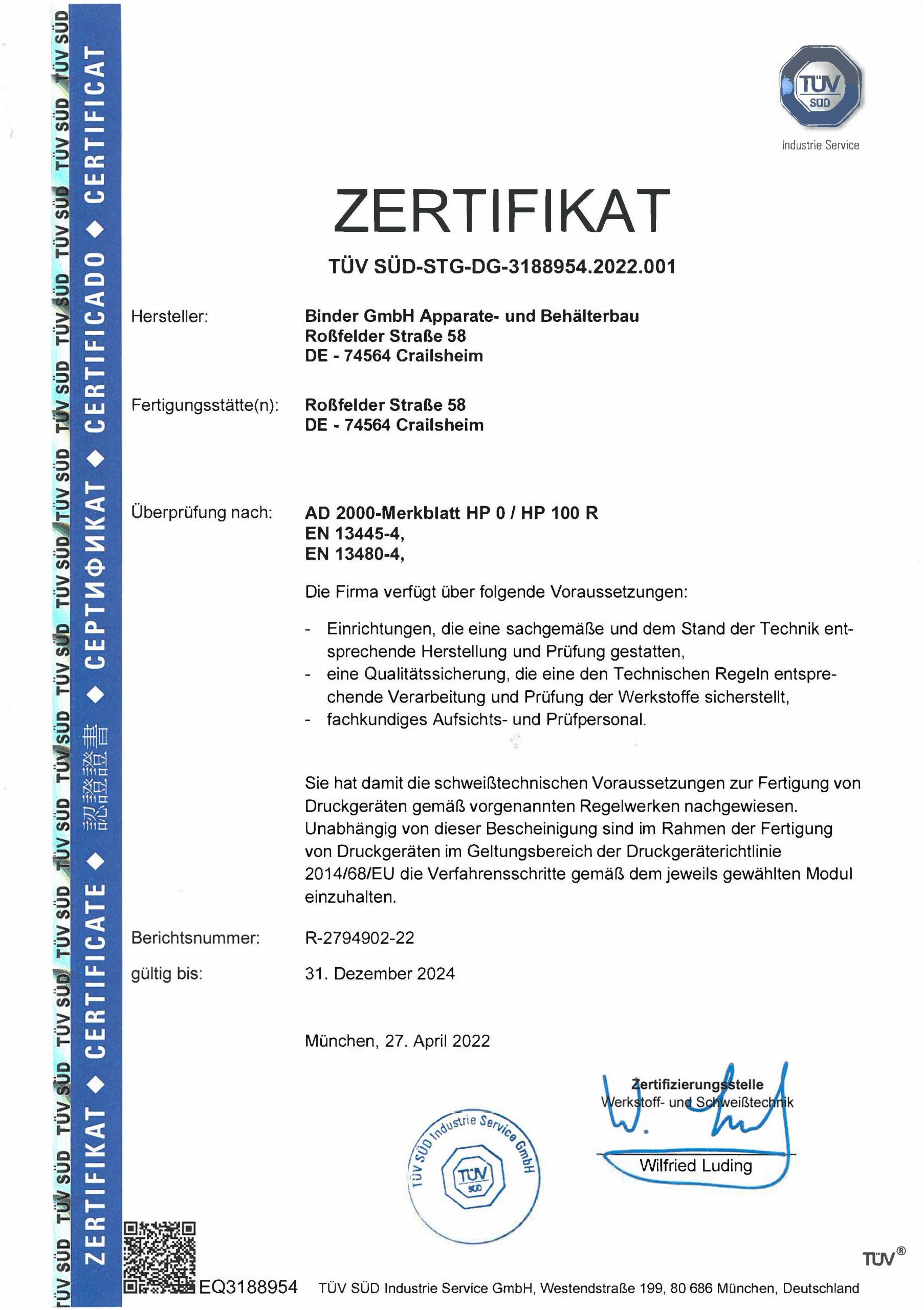 EN 13445-4, EN 13480-4