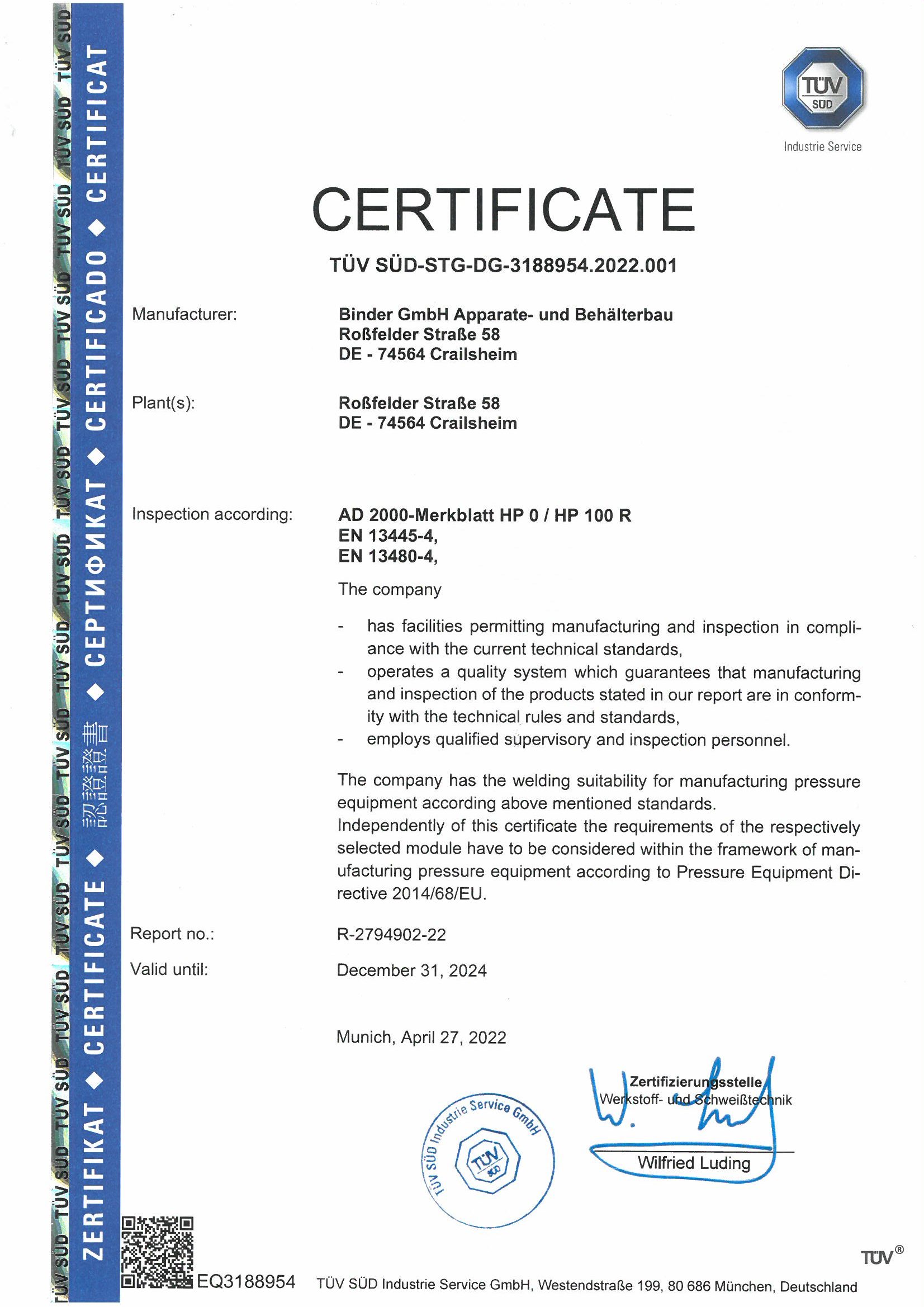 EN 13445-4, EN 13480-4